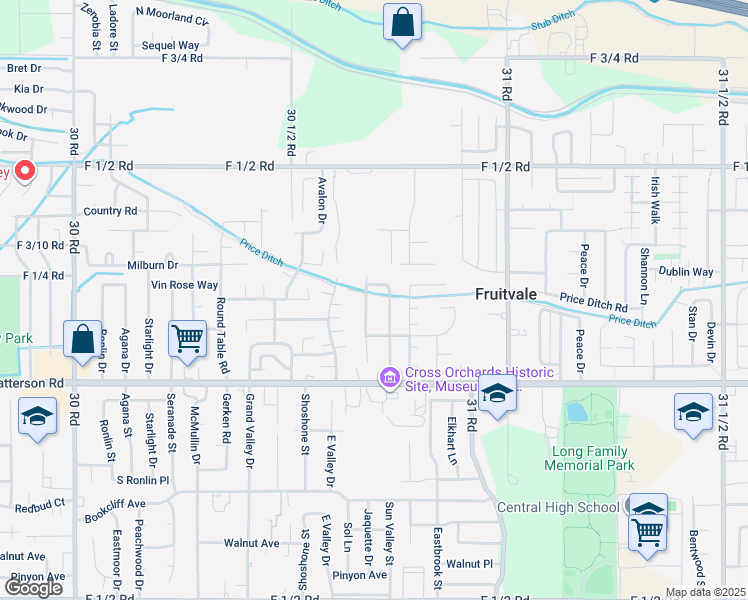 map of restaurants, bars, coffee shops, grocery stores, and more near 622 Orange Grove Way in Grand Junction