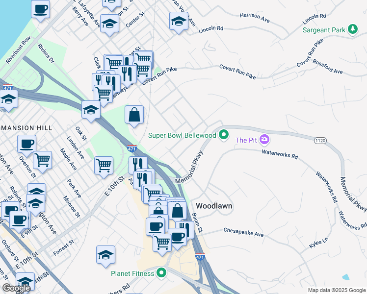 map of restaurants, bars, coffee shops, grocery stores, and more near 117 Glazier Avenue in Bellevue
