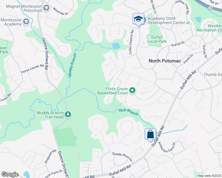map of restaurants, bars, coffee shops, grocery stores, and more near 14508 Pebble Hill Lane in North Potomac