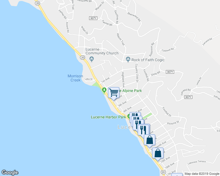 map of restaurants, bars, coffee shops, grocery stores, and more near 6065 2nd Avenue in Lucerne