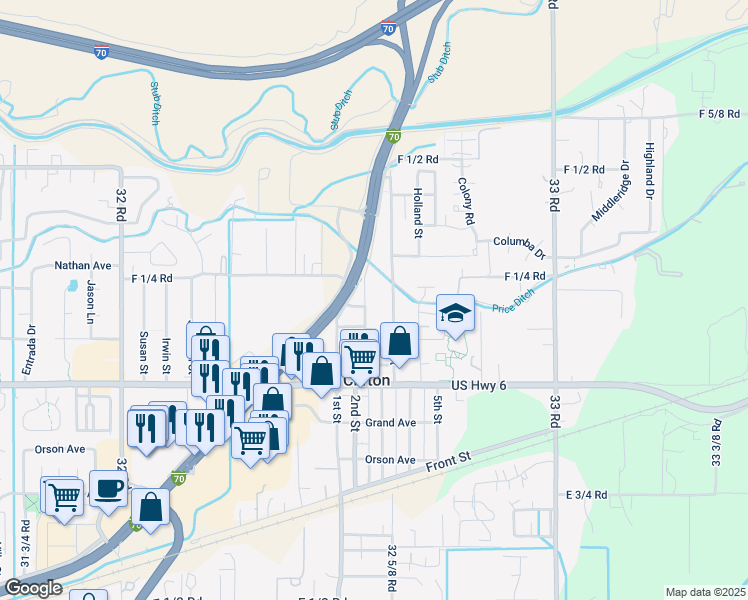 map of restaurants, bars, coffee shops, grocery stores, and more near 440 Smallwood Lane in Clifton