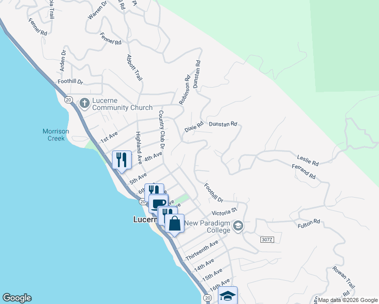 map of restaurants, bars, coffee shops, grocery stores, and more near 4194 Sherwood Ct in Lucerne