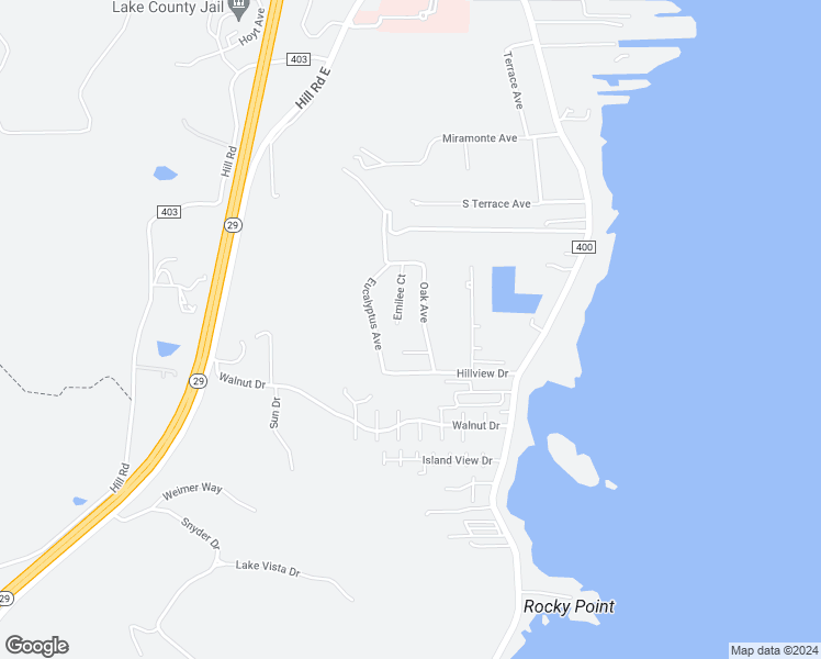 map of restaurants, bars, coffee shops, grocery stores, and more near 4385 Oak Avenue in Lakeport