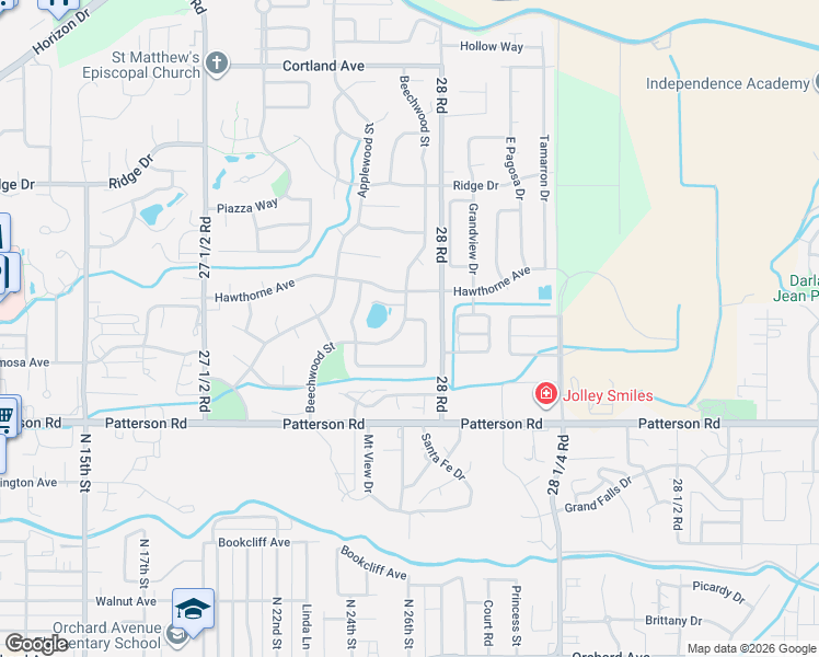 map of restaurants, bars, coffee shops, grocery stores, and more near 2940 Beechwood Street in Grand Junction