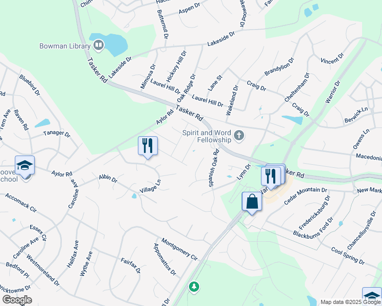 map of restaurants, bars, coffee shops, grocery stores, and more near 121 Button Bush Avenue in Stephens City