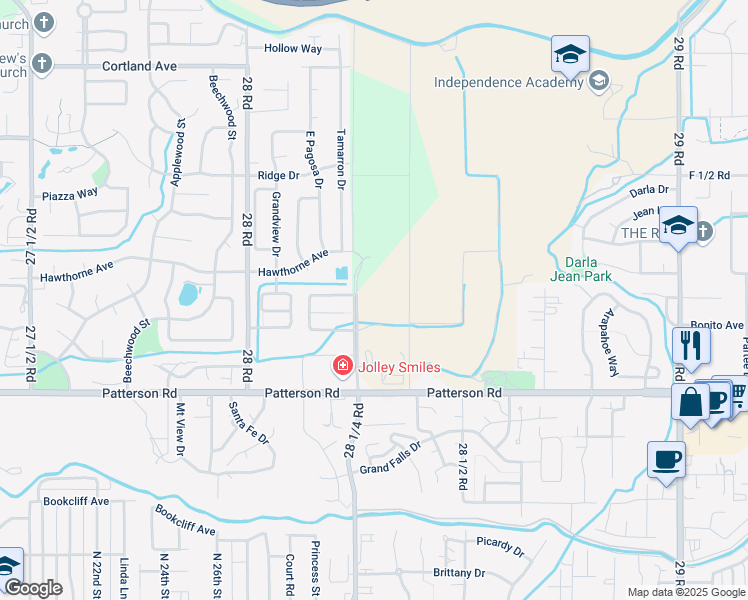 map of restaurants, bars, coffee shops, grocery stores, and more near 622 28 1/4 Road in Grand Junction