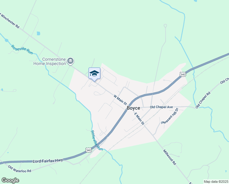 map of restaurants, bars, coffee shops, grocery stores, and more near 106 West Main Street in Boyce