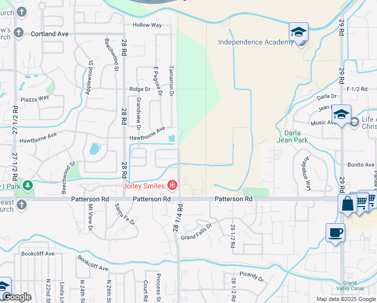 map of restaurants, bars, coffee shops, grocery stores, and more near in Grand Junction