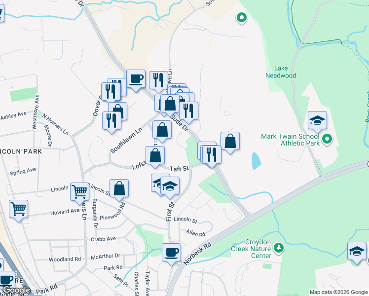 map of restaurants, bars, coffee shops, grocery stores, and more near 1201 1st Street in Rockville
