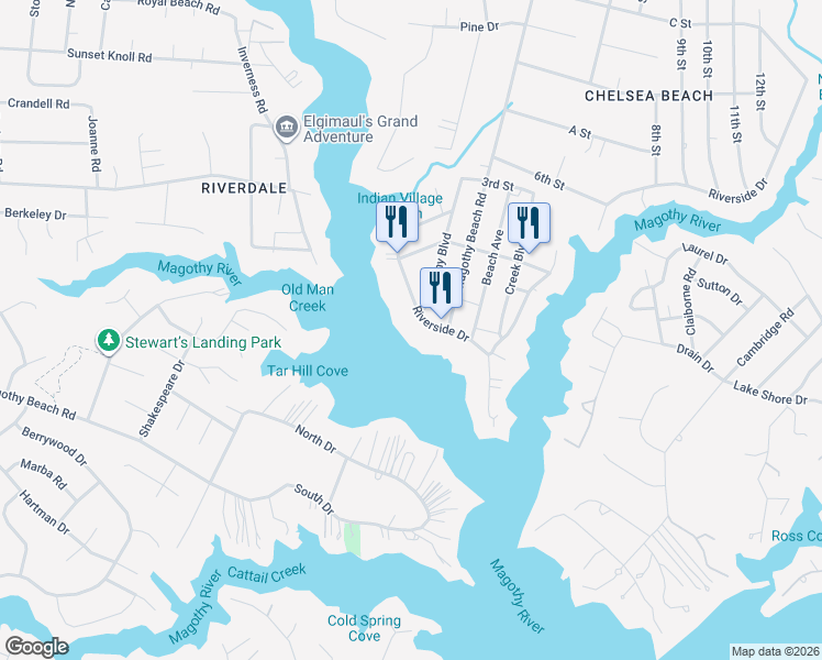 map of restaurants, bars, coffee shops, grocery stores, and more near 350 Riverside Drive in Pasadena