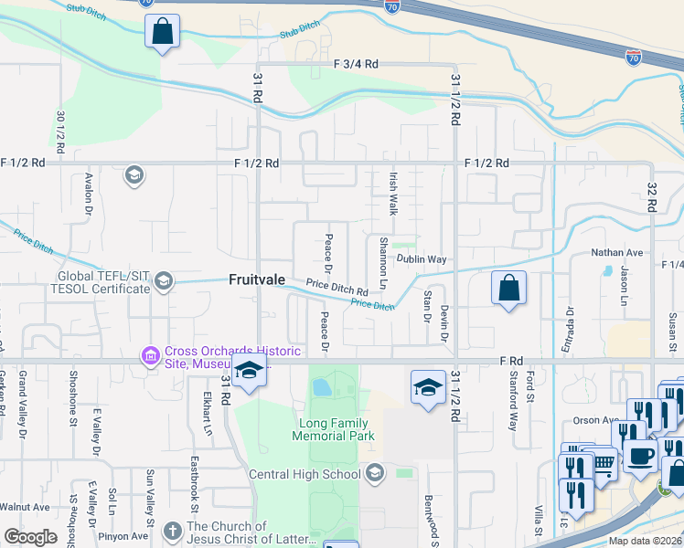 map of restaurants, bars, coffee shops, grocery stores, and more near 3118-3178 Price Ditch Road in Fruitvale