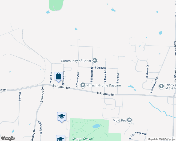 map of restaurants, bars, coffee shops, grocery stores, and more near 906 South Elizabeth Street in Independence