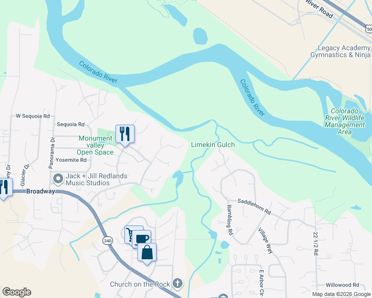 map of restaurants, bars, coffee shops, grocery stores, and more near 630 Rushmore Drive in Grand Junction