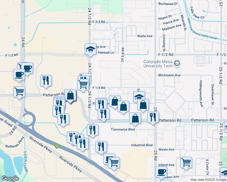 map of restaurants, bars, coffee shops, grocery stores, and more near 2459 Thunder Mountain Drive in Grand Junction