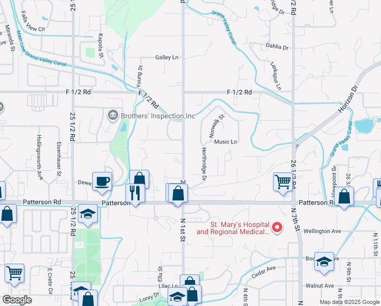 map of restaurants, bars, coffee shops, grocery stores, and more near 622 26 Road in Grand Junction