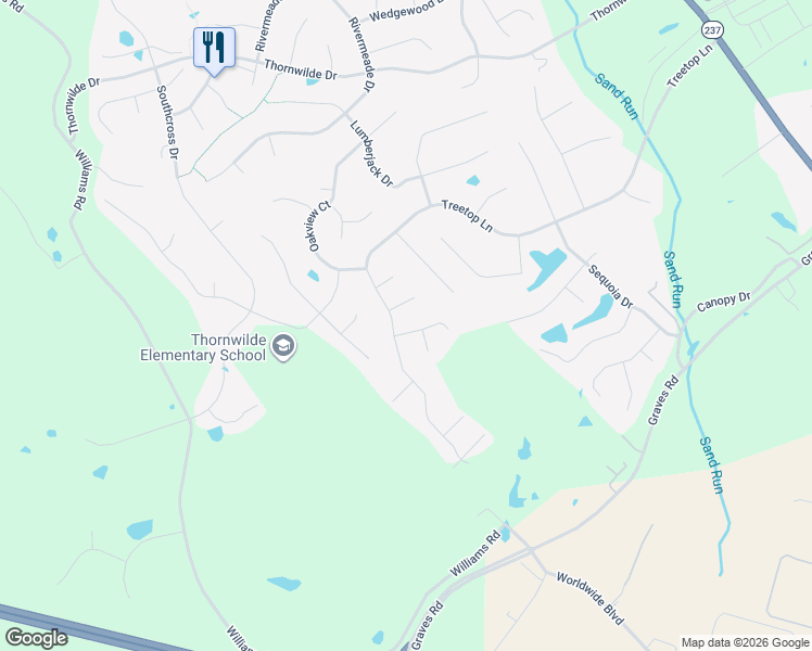 map of restaurants, bars, coffee shops, grocery stores, and more near 2366 Treetop Lane in Hebron