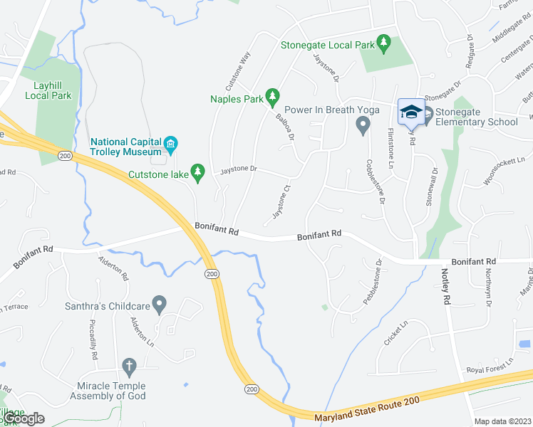map of restaurants, bars, coffee shops, grocery stores, and more near 6 Jaystone Court in Silver Spring