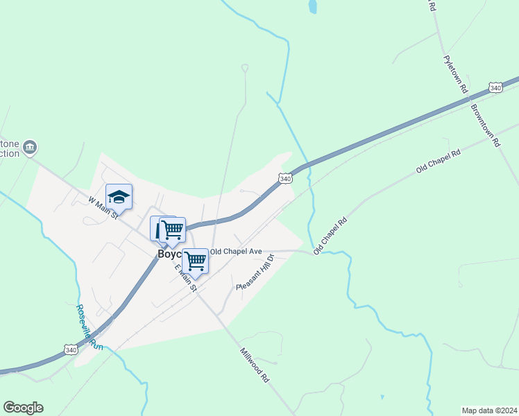 map of restaurants, bars, coffee shops, grocery stores, and more near 221 North Greenway Avenue in Boyce