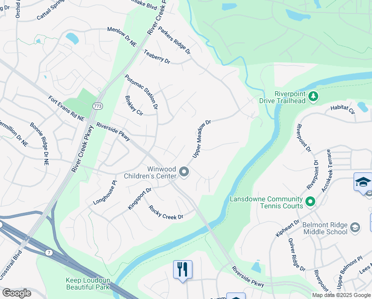 map of restaurants, bars, coffee shops, grocery stores, and more near 18814 Farnham Court in Leesburg