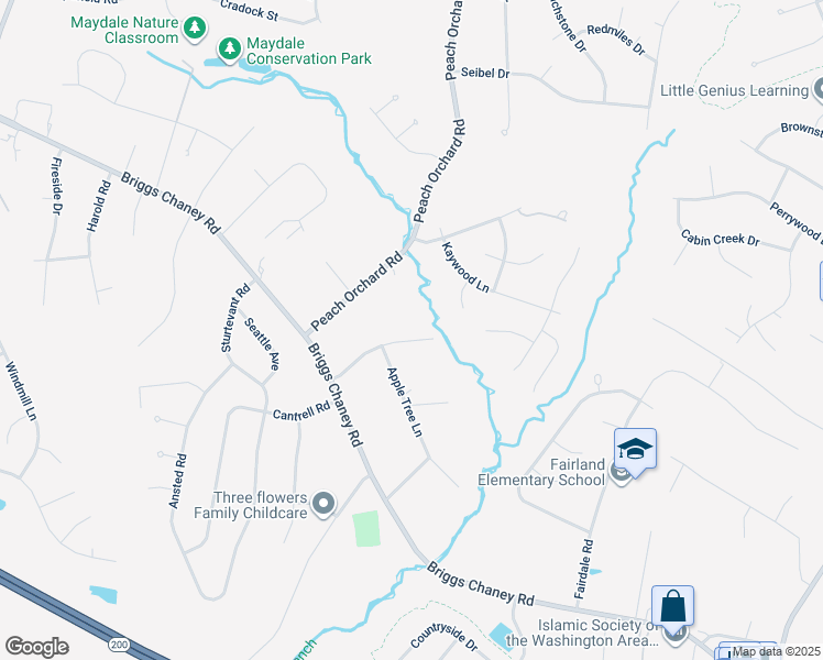 map of restaurants, bars, coffee shops, grocery stores, and more near 14612 Fairacres Road in Silver Spring