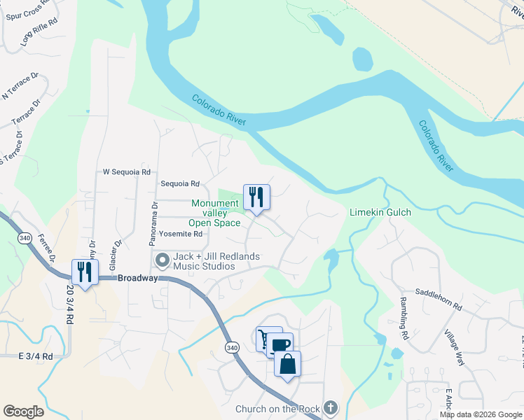 map of restaurants, bars, coffee shops, grocery stores, and more near 625 Carlsbad Dr in Grand Junction