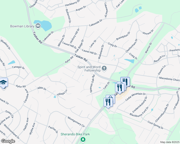 map of restaurants, bars, coffee shops, grocery stores, and more near 100 Cross Keys Place in Stephens City