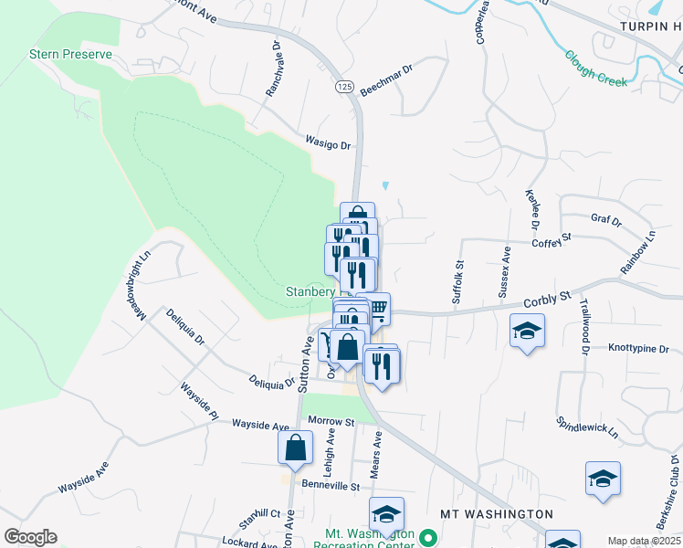 map of restaurants, bars, coffee shops, grocery stores, and more near 2249 Beechmont Avenue in Cincinnati