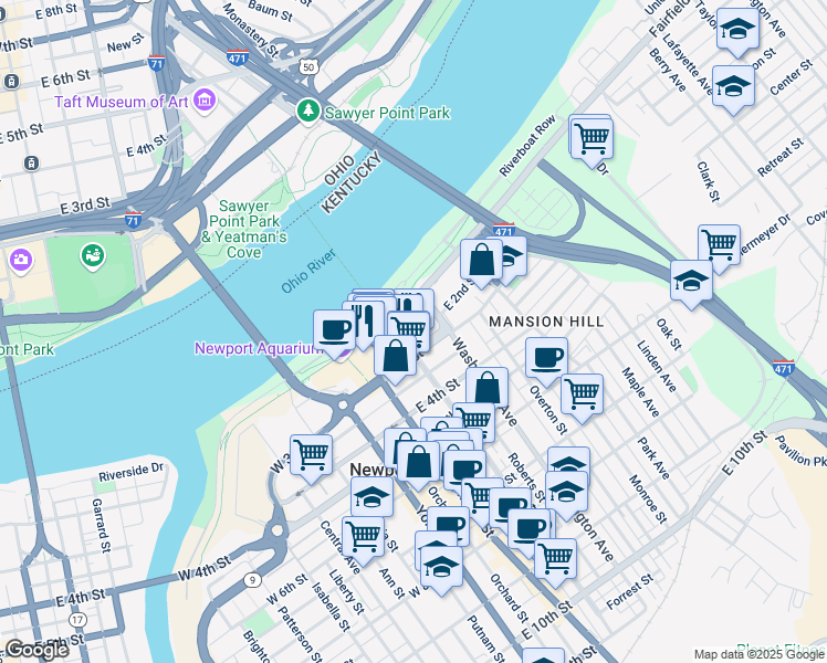 map of restaurants, bars, coffee shops, grocery stores, and more near 213-299;212-298 Ease 2nd Street in Newport
