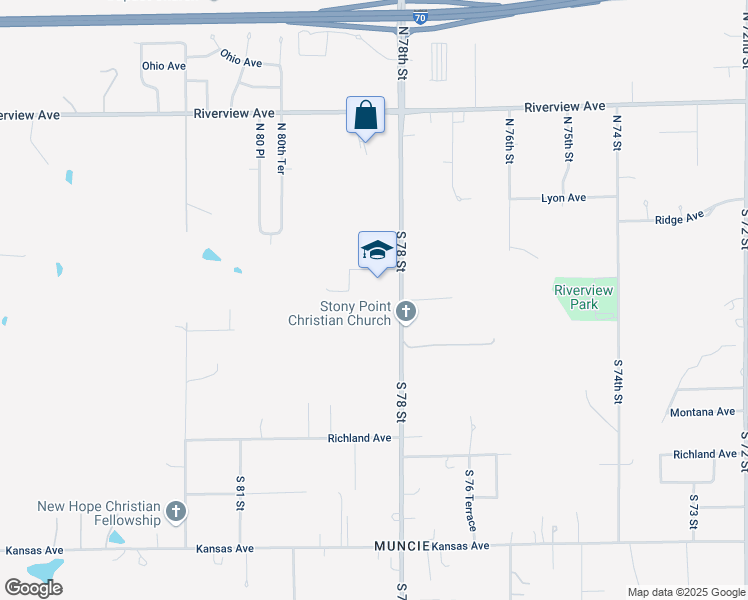 map of restaurants, bars, coffee shops, grocery stores, and more near 150 South 78 Street in Kansas City
