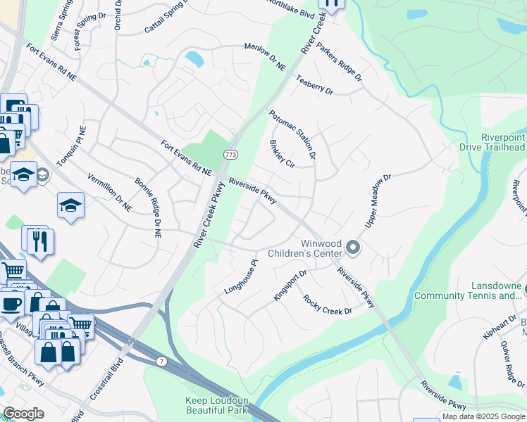 map of restaurants, bars, coffee shops, grocery stores, and more near 43067 Shadow Terrace in Leesburg