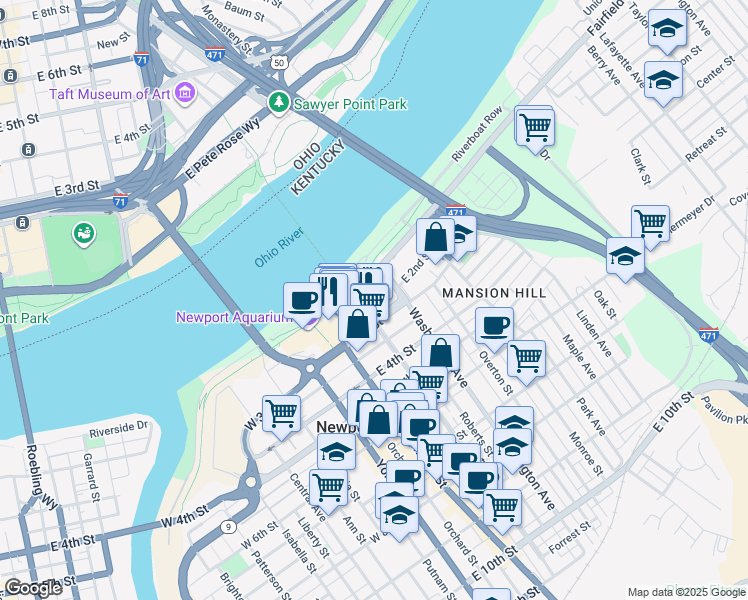 map of restaurants, bars, coffee shops, grocery stores, and more near 213-299;212-298 Ease 2nd Street in Newport
