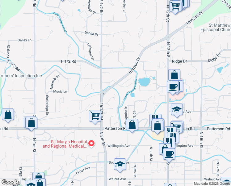 map of restaurants, bars, coffee shops, grocery stores, and more near 772 Glen Court in Grand Junction