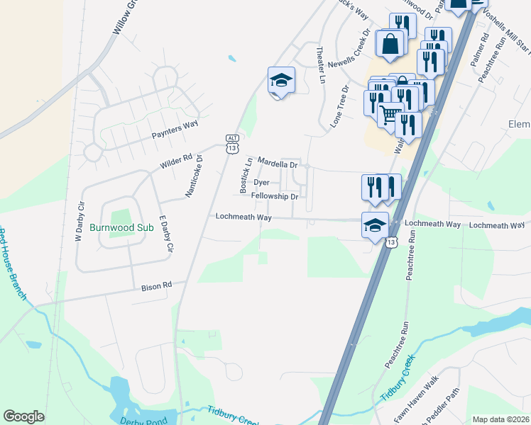 map of restaurants, bars, coffee shops, grocery stores, and more near 37 Capricorn Way in Camden