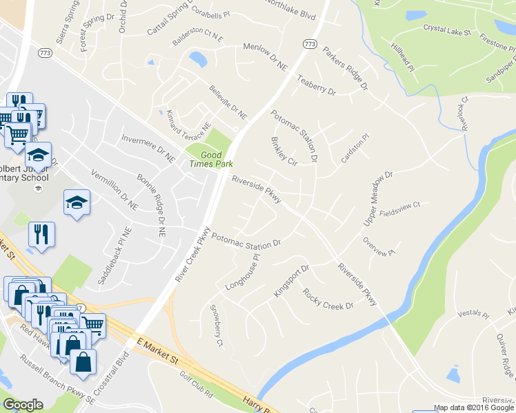 map of restaurants, bars, coffee shops, grocery stores, and more near 18814 Silverwood Terrace in Leesburg