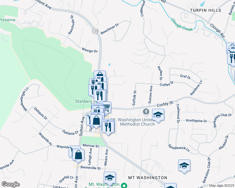 map of restaurants, bars, coffee shops, grocery stores, and more near 2238 Salvador Street in Cincinnati