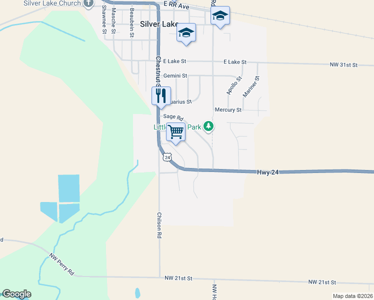 map of restaurants, bars, coffee shops, grocery stores, and more near 201-203 Center Drive in Silver Lake