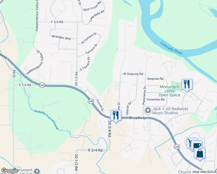 map of restaurants, bars, coffee shops, grocery stores, and more near 2076 Ferree Drive in Grand Junction