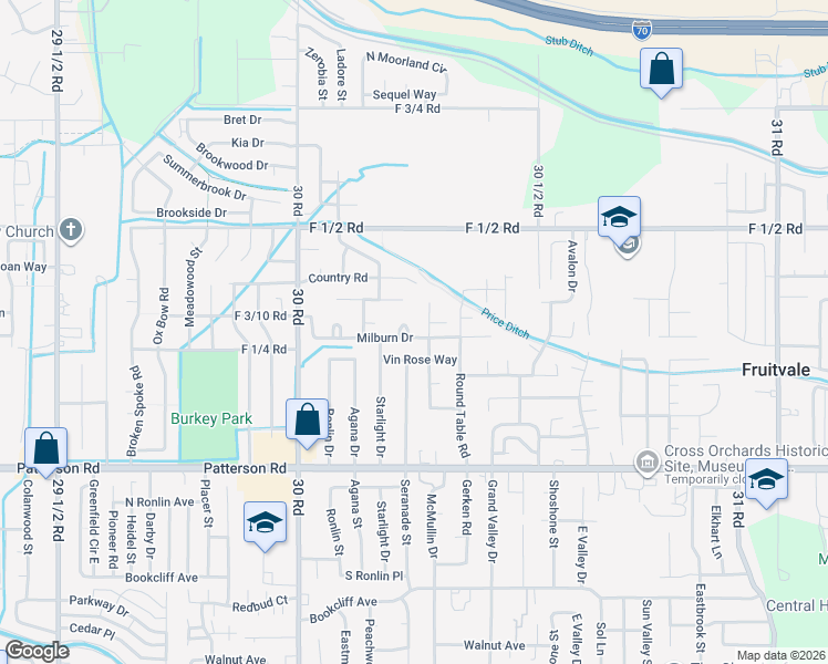 map of restaurants, bars, coffee shops, grocery stores, and more near 633 Monarch Glen Loop in Grand Junction
