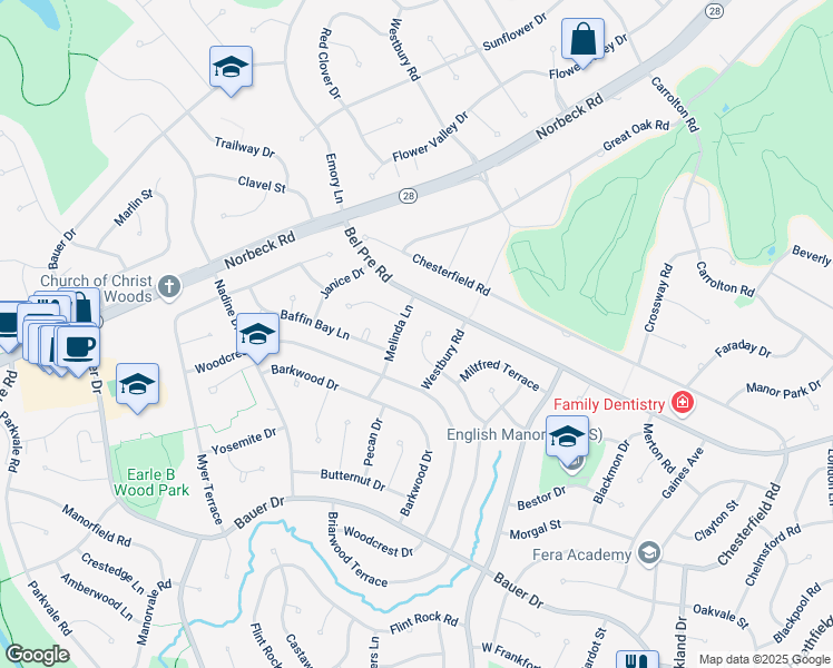 map of restaurants, bars, coffee shops, grocery stores, and more near 4812 Levada Terrace in Rockville