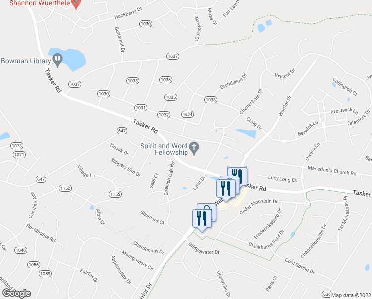map of restaurants, bars, coffee shops, grocery stores, and more near 211 Cross Keys Place in Stephens City