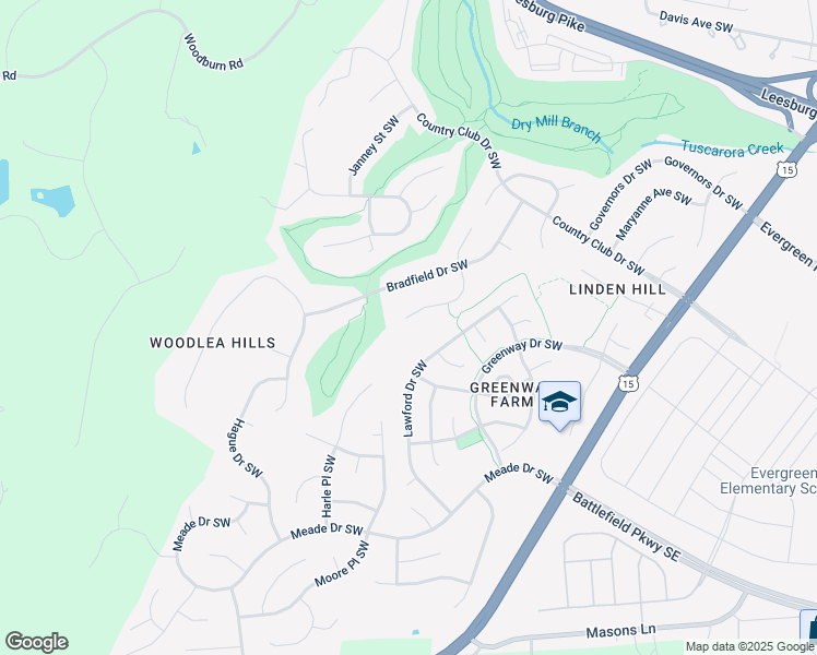 map of restaurants, bars, coffee shops, grocery stores, and more near 320 Nickels Dr SW in Leesburg