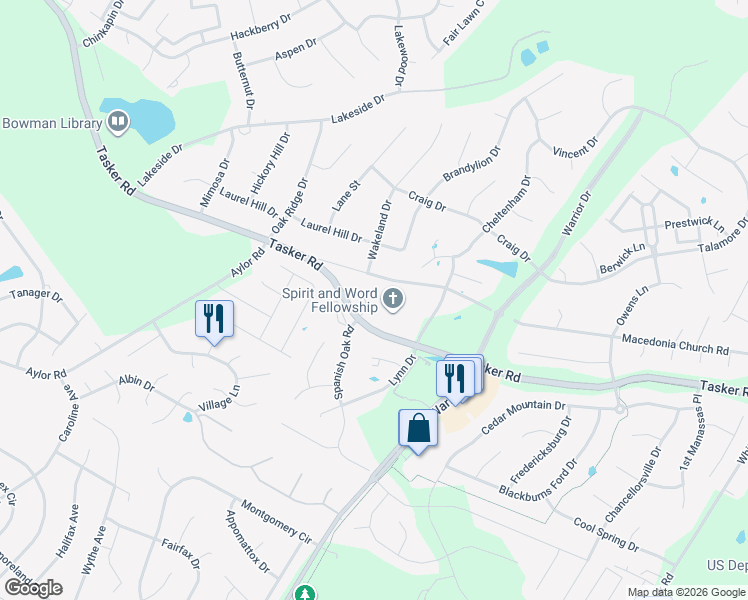 map of restaurants, bars, coffee shops, grocery stores, and more near 207 Cross Keys Place in Stephens City