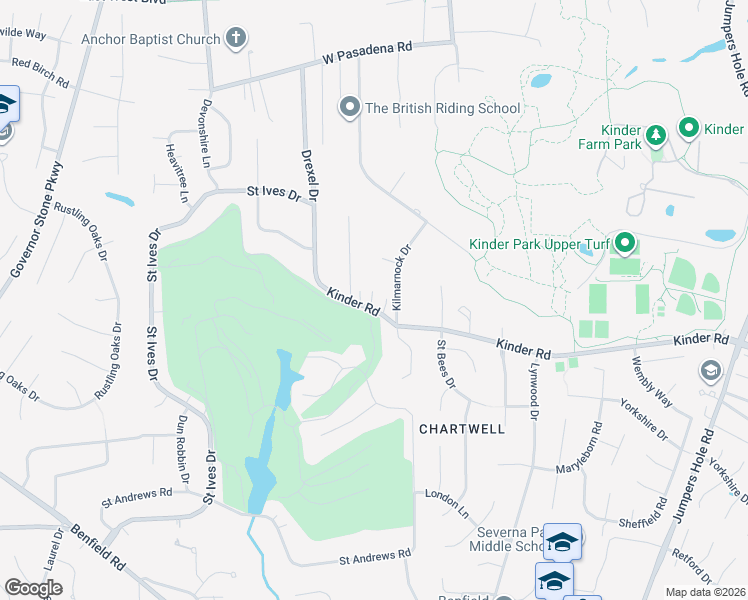 map of restaurants, bars, coffee shops, grocery stores, and more near 240 Kinder Road in Millersville