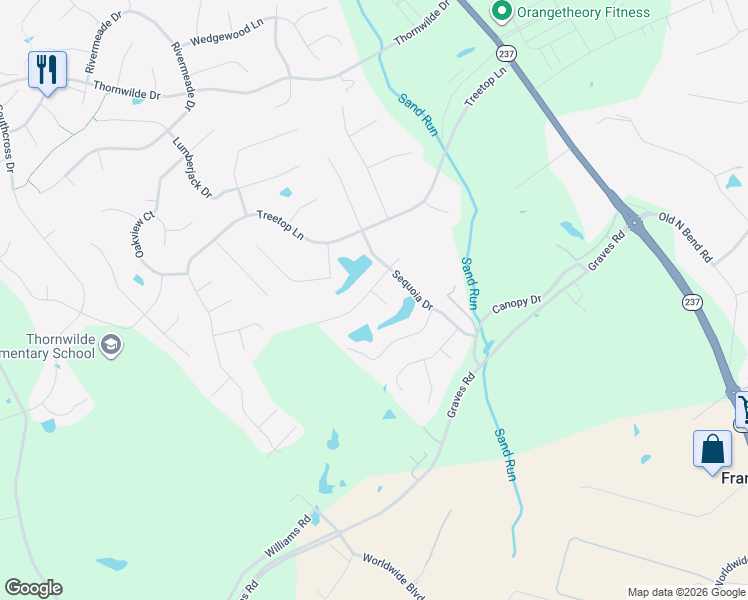 map of restaurants, bars, coffee shops, grocery stores, and more near 1434 Forest Pine Court in Hebron