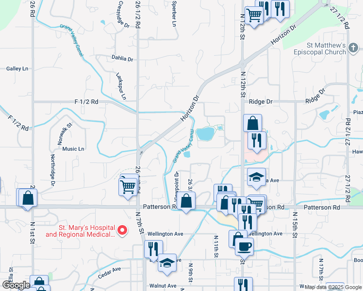 map of restaurants, bars, coffee shops, grocery stores, and more near 636 Horizon Drive in Grand Junction