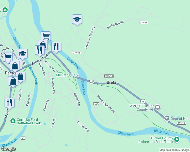 map of restaurants, bars, coffee shops, grocery stores, and more near 49-85 County Route 219/6 in Hambleton
