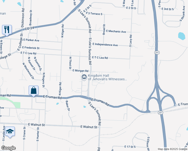 map of restaurants, bars, coffee shops, grocery stores, and more near 1740 Sinnott Circle in Independence