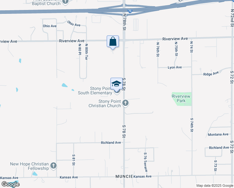 map of restaurants, bars, coffee shops, grocery stores, and more near 150 South 78 Street in Kansas City