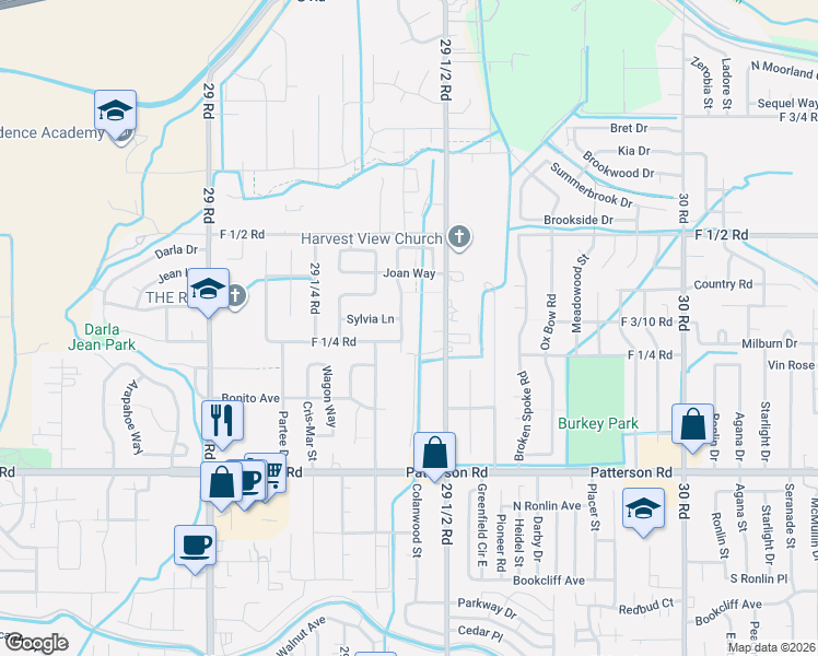 map of restaurants, bars, coffee shops, grocery stores, and more near 628 Mt Julian Dr in Grand Junction