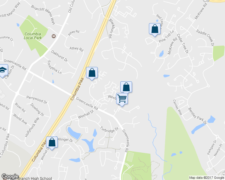 map of restaurants, bars, coffee shops, grocery stores, and more near 14619 Monmouth Drive in Burtonsville